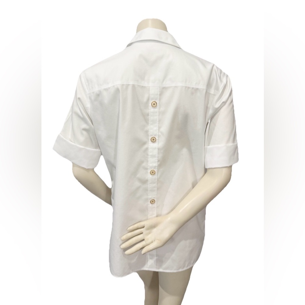 Foxcroft White Non-Iron Short Sleeve Button Down Shirt Size 6 - Picture 3 of 8